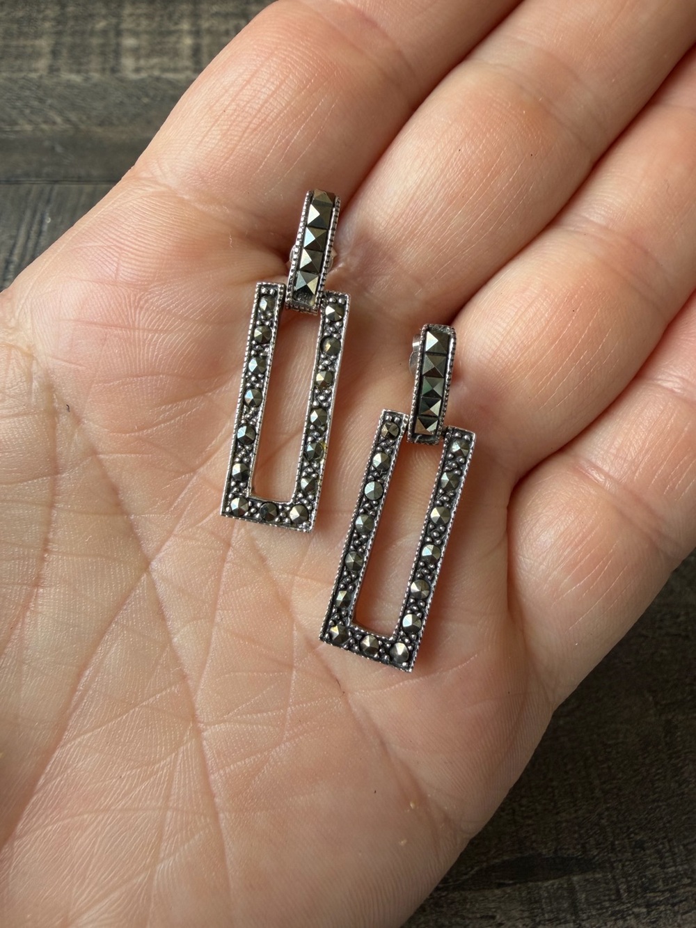 Vintage Sterling Silver & Marcasite Earrings